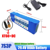 29.4V 80Ah 7s3p 18650 battery lithium battery 29.4v 80000mAh electric bicycle moped electric lithium ion Battery pack + Charger
