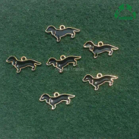 Charms for Jewelry making Dachshund Charms 10pcs 22mm Animal Charms cute Dog Charms Enamel Charms for Earrings Gold Charms