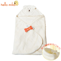 【hello mika 米卡】小熊有機棉寶寶披抱毯(送竹纖維紗布口水巾)