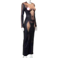 Autumn Dress Chic Sexy Unique Aesthetic Body Print Bodycon Dress Stretchy Bodycon Dress 3D Body Print Maxi Dress Club Wear