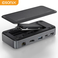 IDsonix 10Gbps USB Docking Station with M.2 NVMe SSD Enclosure Adapter to HDMI 4K PD 100W SD/TF 1000M Ethernet 10 in 1 USB C HUB