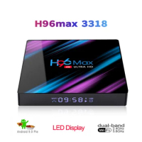 H96 max 3318 set top box tv android 9 4k H96max 2g 4g ram 16g 32g 64g rom Rockchip RK3318 with LED Display for box Htv Box 5