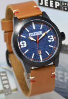 Jeep Jeep Spirit JPS70306 Men's Watch Blue Denim Dial Brown Leather Strap