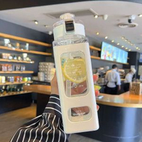 塑膠杯方形ins風高顏值喝水杯家用高顏值輕奢手提方形塑膠杯