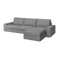 KIVIK 四人座沙發附躺椅, tibbleby 米色/灰色, 318x163x83 公分