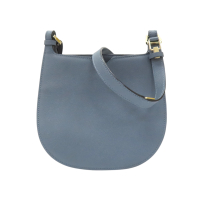 【二手名牌BRAND OFF】Valextra 藍色牛皮 Hobo Weekend Mini 肩背包