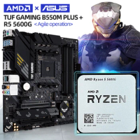 AMD New Ryzen 5 5600G R5 5600G CPU Processor+ ASUS TUF GAMING B550M PLUS Micro-ATX B550M Motherboard DDR4 4600 MHz 128G