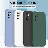 Luxury Square Silicone Soft Phone Case For Xiaomi Redmi Note 11 Pro 11S 10S 9 Pro 9S 10A 10C 9A 9C Mi 11T Lite POCO X3 X4 Cover