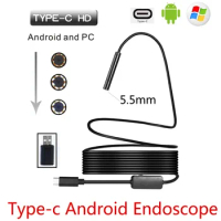 5.5mm USB Type-C Android Endoscope Camera Flexible Snake USB Type C Hard Wire 1M 2M 3M 5M 10M Cable Inspection Camera Borescope