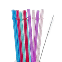 DesignerParad2 12+1 Baharu Boleh diguna semula Serbuk Emas Plastik Straw Straw Piala Perjalanan Kere