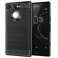Luxury Brushed Carbon Fiber Phone Case For SONY Xperia XZ1 Compact G8441 G8442 XZ1 Mini 4.6" Magnetic Ring Holder Cover Case