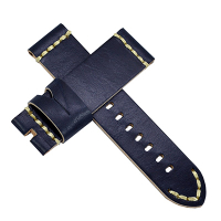【手表達人】Panerai 沛納海代用進口錶帶-皮革/黑藍/24mm