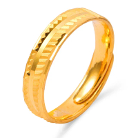 【GJS 金敬順】買一送一黃金戒指亮電刻CNC款(金重:1.09錢/+-0.03錢)
