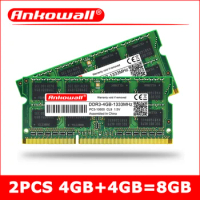 ANKOWALL DDR3 8GB=4GB+4GB 1333 1600 MHz RAM SO-DIMM Notebook Laptop Memory 204pin 1.5V 2Pcs/lot