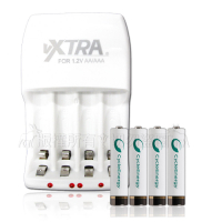 VXTRA 新經濟型2A大電流急速充電器+SONY低自放4號900mAh充電電池(4顆)