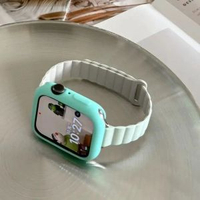 磁吸矽膠細款拼色保護殼iwatch錶帶se適用Applewatch蘋果s9手錶s8淡薄荷拼星光磁吸（細款）+蒂芙藍軟殼49mm（Ultra/Ultra2/3）