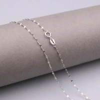 New Pure Solid 18K White Gold Necklace 1.1mm Link Chain Necklace 15.74"'L