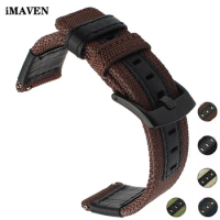 Canvas Nylon + Leather Watch Band For Jeep Diesel Fossil 20mm 22mm 24mm Men Watch Strap Longer Wrist Strap Watch Belt