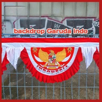 Bendera Merah Putih Backdrop Garuda Agustusan Satin Micro Grade A 5 Gelombang x 4,5 Meter Logo Anti 