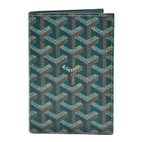 【GOYARD 高雅德】經典防水帆布LOGO小牛皮護照夾(綠色AMALOUIS-K18-GREEN)