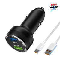 65W Warp Car Charger 6.5A Quick Charging Type C Cable for OnePlus 9 Pro 9R 8T 8 Pro 7T Pro 7 6T 30W Warp /20W Dash Fast Charger