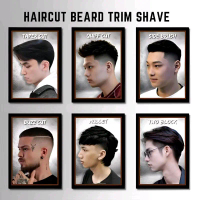 Poster Kayu MDF Model Rambut Barbershop Pangkas Rambut Terbaru Ukuran 15x20cm untuk Interior Barber 