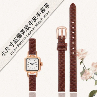 Small Size ultra-thin Soft Cowhide Strap for Rosemont Rose Fossil Casio Watch Lizard Pattern Genuine Leather Women 6mm 8mm 10mm