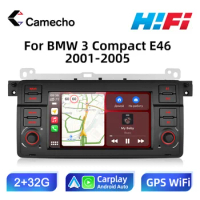Camecho 2 Din Android Wireless Carplay 7'' 2G+32G Car MP5 Multimedia Player Bluetooth GPS Navigation FM Radio Stereo for BMW E46