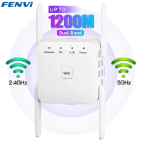 เราเตอร์ WiFi, FENVI, 1200Mbps 5Ghz ตัวขยาย WiFi ไร้สาย, ตัวขยายสัญญาณ WiFi 2.4G / 5GHz, ตัวขยายเราเ