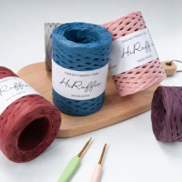 Raffia Yarn For Crochet 492ft Paper Raffia Ribbon Colorful Threads Natural Raffia Straw Yarn For Hand Knit Crochet Hat Handbag