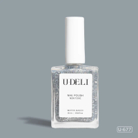 U-DELI Nail Polish Salon-Quality,Silver Glitter, 7-free Vegan, Qui Dry Water Based Nail Polish 15ml