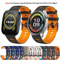 22mm Silicone Strap for Huami Amazfit Balance Cheetah Pro Round Bip 5 Sport GTR4 Wristband Replacement Bracelet Belt Accessories