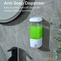 New Bathroom Non-punching Manual Press Soap Dispenser Wall Hanging Traceless Paste Disinfectant Bottle Transparent Dispenser