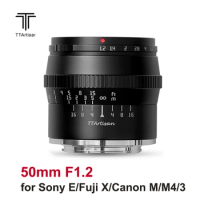 TTArtisan 50mm F1.2 APS-C Lens Manual Focus Large Aperture for Sony E Fujifilm X Canon M RF M4/3 M43 Nikon Z Zfc Mount Camera