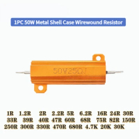 1PC 50W resistors Aluminum Power Metal Shell Case Wirewound Resistor 1R ~ 30K 4.7K 20K 30K 1R 1.2R 2R 2.2R 5R 6.2R 16R 24R 30R