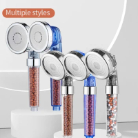 Dropshipping 3 Function Adjustable Jetting Shower Head High Pressure Water Handheld Saving Filter SPA Shower Heads with box