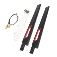 2x10Dbi Dual Band 2.4G/5GHz M.2 IPEX MHF4 20cm Cable to RP-SMA Pigtail Antenna Set for intel AX210 AX200 9260 NGFF WiFi