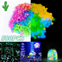 500PCS Luminous Batu Hias Aquarium Glow in the Dark Garden Stone Dekorasi Taman Aquarium Akuarium Ta