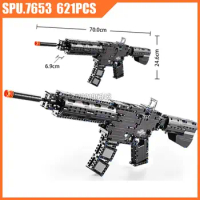 621pcs Military Weapons M4a1 Rubber Band Gun Army Boy Building Block Toy Brick