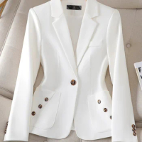 Slim Blazers For Women Fashion Autumn Winter Long Sleeve Coats Chic Office Ladies Button Pockets Blazer Women