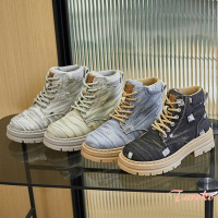 預購 Taroko 斑馬迷彩馬丁英倫厚底機車短靴鞋(4色可選)