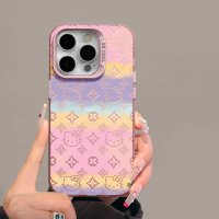 เคส iphone เหลา IP 11 12 IP 13 14 15plus 13 14 15 PROMAX การ์ตูนสายรุ้ง KT แมวป้องกันการตก ทนสิ่งสกป