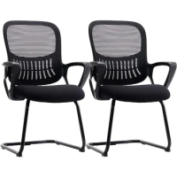 Office Guest Chair, Sled-Base Ergonomic Mid Back Mesh Waiting Room Chairs for Reception Conference Room, 2 pcs