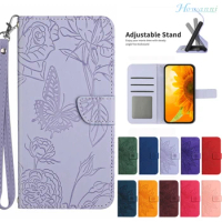Leather Case For Xiaomi 14 Ultra Flip Wallet Phone Case For Xiaomi 14 Ultra 14ultra Cover Embossed Butterfly Case
