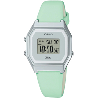 【CASIO 卡西歐】女錶 電子錶 皮革錶帶 綠 生活防水 自動日曆 LA680(LA680WEL-3)