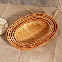 竹編製品簸箕手工農家用晾曬托盤水果茶點竹籃竹盤疊著橢圓形果盤