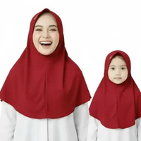 jilbab anak kerudung sekolah sd serut pita instan katun premium perempuan Merah maroon SD (Uk. L)