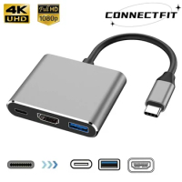 3 in 1 USB Type C to HDMI-compatible USB 3.0 Charging Converter Type C Adapter USB-C 3.0 Hub For Mac Air Pro HUAWEI Samsung