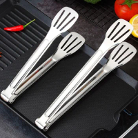 1Pc Stainless Steel Kitchen Tongs Korean BBQ Tongs Metal Food Clip Meat Tongs Salad Bread Serving Clamp Kitchen Cooking Utensils