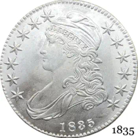 United States Of America Liberty Eagle 1835 50 Cents ½ Dollar Capped Bust Half Dollar Cupronickel Silver Plated Copy Coin